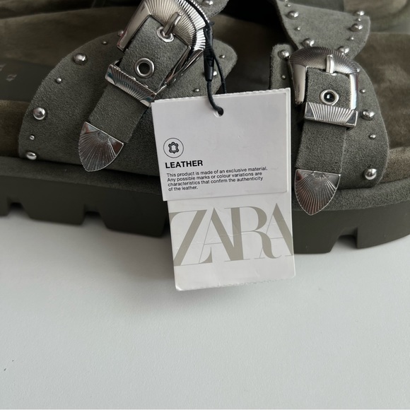 Zara Khaki Buckle Sandals - Picture 10 of 16